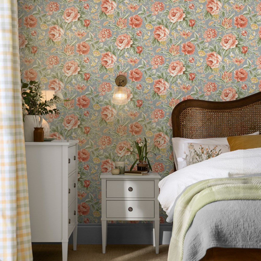 Wild Roses Wallpaper 122753 by Laura Ashley in Ochre Yellow
